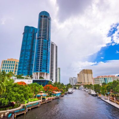 Fort Lauderdale, Florida, USA cityscape at the Riverwalk.